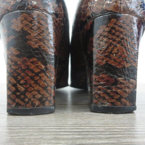 Karen Scott DEANNA Leather Snakeskin Brown Pumps Heels Shoes 5.5 Block Heel - Picture 11 of 16